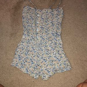 Button down with waist tie romper